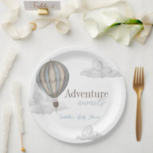 Abenteuer erwartet Hot Air Balloon Boy Baby Shower Pappteller