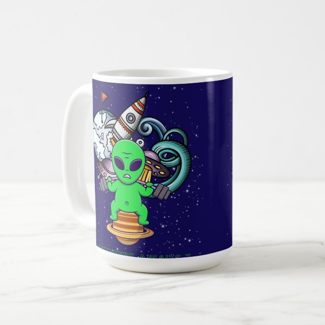 Abenteuer erwartet kaffeetasse (Vorderseite Links)