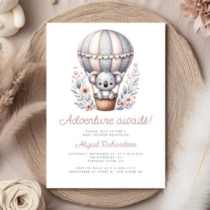 Abenteuer erwartet Koala-Bär-Ballon-Baby-Party Einladung