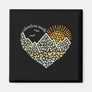 Abenteuer erwartet Liebe Berge Herz Naturliebhaber Magnet