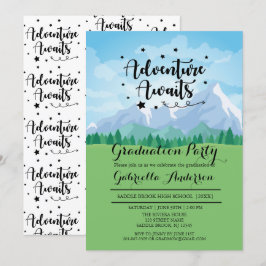 Abenteuer erwartet Mountain Scene Graduation Party Einladung