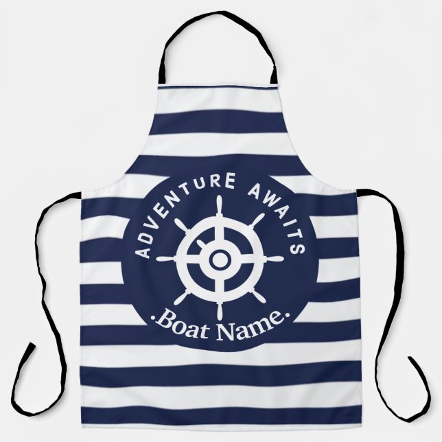 Abenteuer erwartet. Nennen Sie Ihr Boot. Schürze (Vorderseite)
