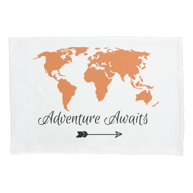 Abenteuer erwartet Orange World-Karte Kissenbezug (Vorderseite)