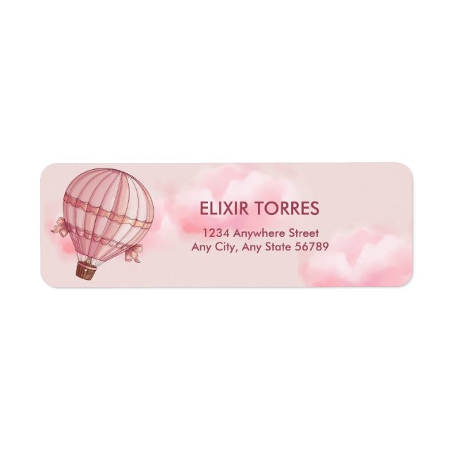 Abenteuer erwartet Pink Hot Air Ballon Baby Dusche (Vorne)
