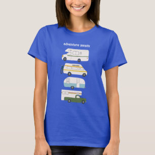 Abenteuer erwartet! Vintages campervan vanlife RV T-Shirt