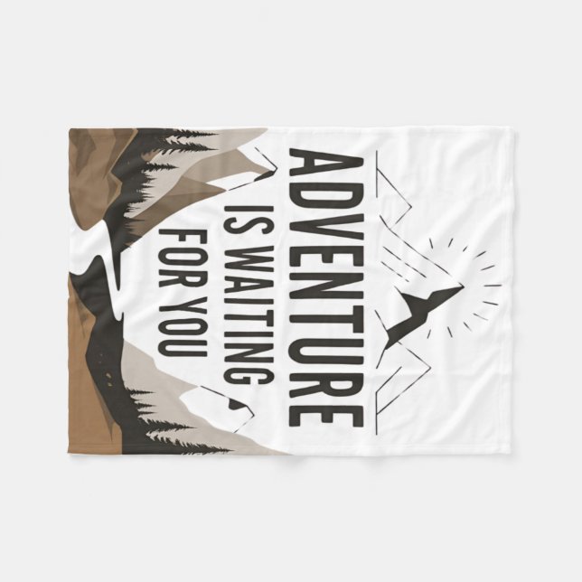 Abenteuer erwartet Wanderfreunde im Freien Fleecedecke (Vorderseite (Horizontal))