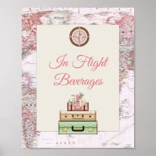 Abenteuer erwartet Welt Reisekarte Rosa Elfenbein Poster