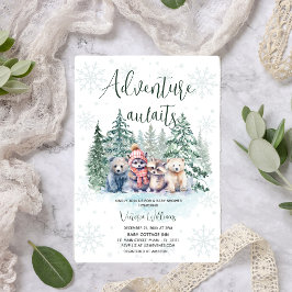 Abenteuer erwartet Winter Forest Animal Baby Showe Einladung