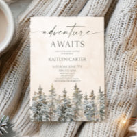 Abenteuer erwartet Winter Schnee Kiefer Baby-Party