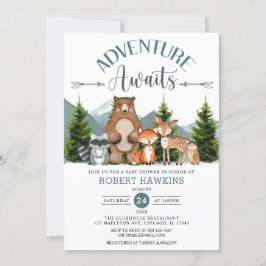 Abenteuer erwartet Woodland Animals Baby-Dusche Einladung