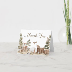 Abenteuer erwartet Woodland Animals Baby Shower Dankeskarte