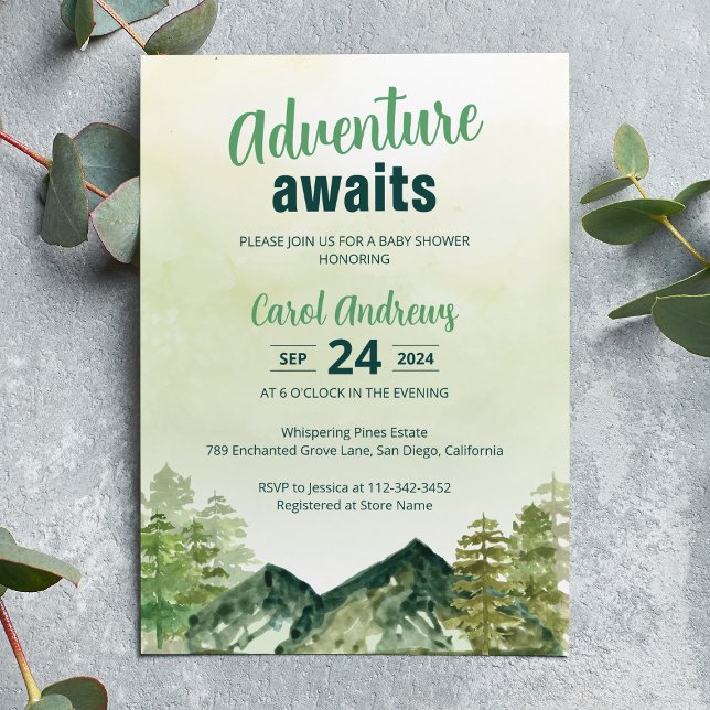 Abenteuer erwartet Woodland Baby Shower Einladung (Von Creator hochgeladen)