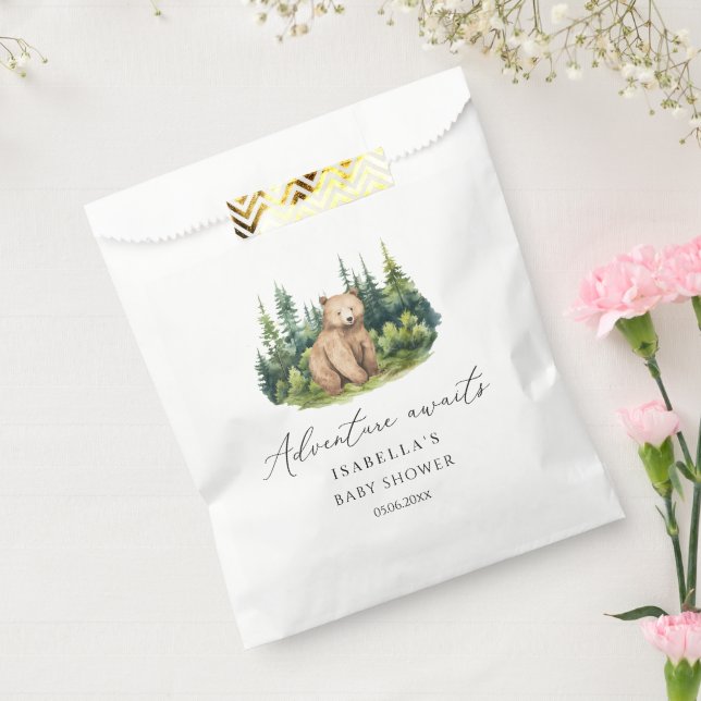 Abenteuer erwartet Woodland Bear Baby Shower Geschenktütchen (Versiegelt)