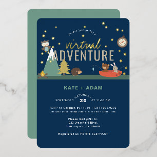 Abenteuer erwartet Woodland Boy Virtual Baby Showe Folieneinladung