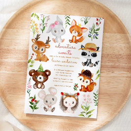 Abenteuer erwartet Woodland Creatures Baby Shower Einladung