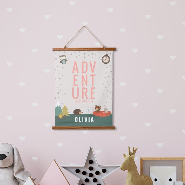 Abenteuer erwartet Woodland Girl Wall Deco Wandteppich Mit Holzrahmen (Von Creator hochgeladen)