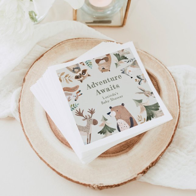 Abenteuer erwartet Woodland-Tiere Sage Baby-Dusche Serviette (Von Creator hochgeladen)