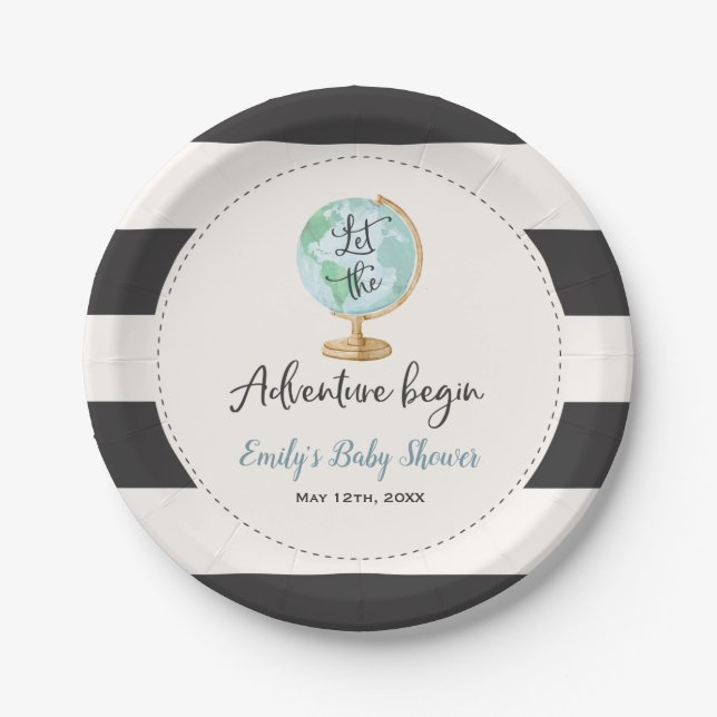 Abenteuer fängt Babyparty-Pappteller 7" an Pappteller (Vorderseite)
