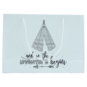 Abenteuer fängt Teepee-Babyparty-Geschenk-Tasche Große Geschenktüte