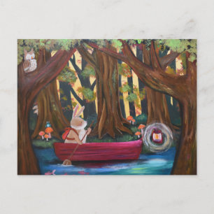 Abenteuer-Häschen-Kaninchen-Whimsical-Storybook-Ku Postkarte