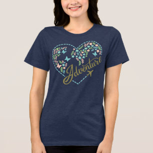 Abenteuer-Herz-Grafik für Frauen im Flugzeugmodus Tri-Blend Shirt