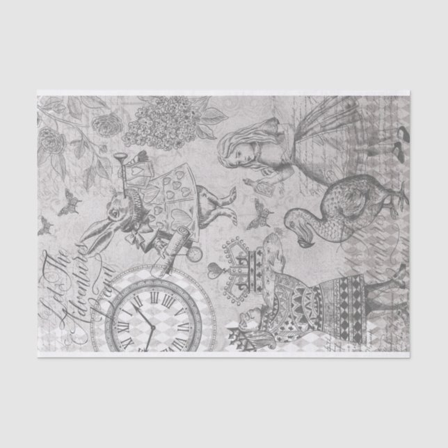 Abenteuer in Alice Wonderland Collage Decoupage Seidenpapier (Vorderseite)