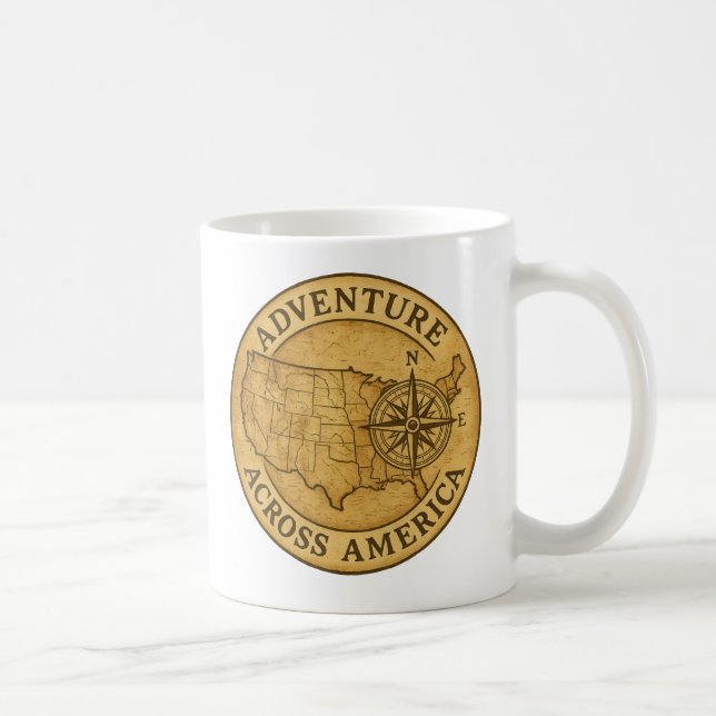 Abenteuer in Amerika Vintage Karte Kaffeetasse (Rechts)