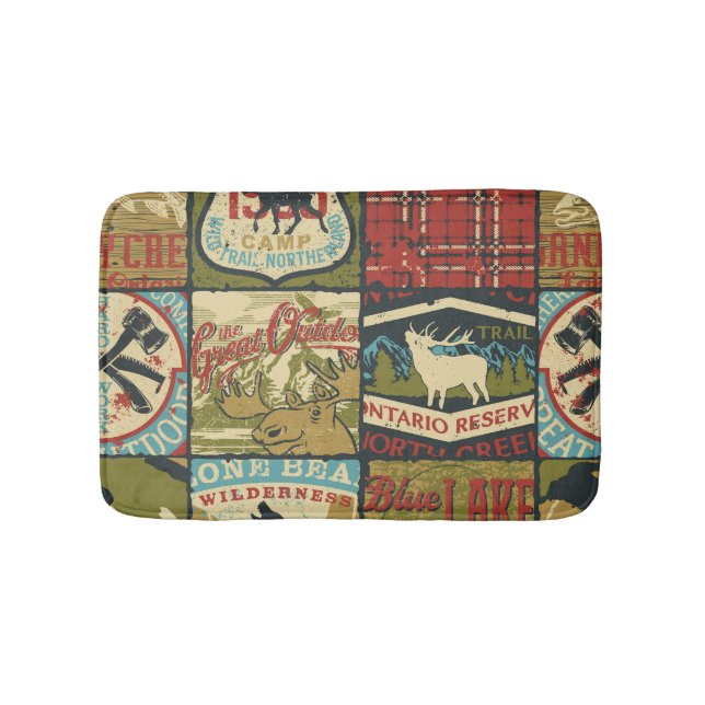 Abenteuer in den Nordgebieten: Symbolisches Patchw Badematte (Vorderseite)