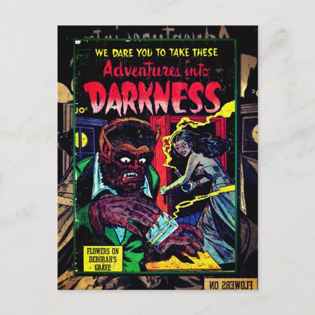 Abenteuer in Dunkelheit #9, Gold Age Horror Cover Postkarte (Vorderseite)