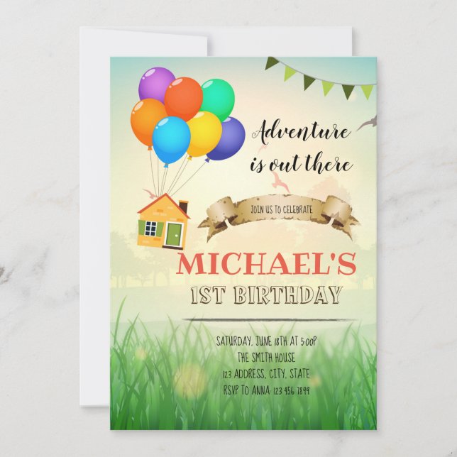 Abenteuer ist da draußen Party Einladung (Vorderseite)