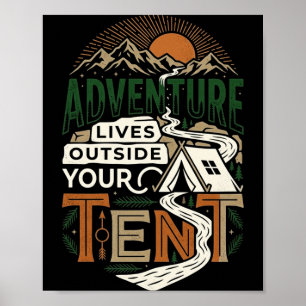 Abenteuer leben außerhalb Zelten Camping Wandern Poster