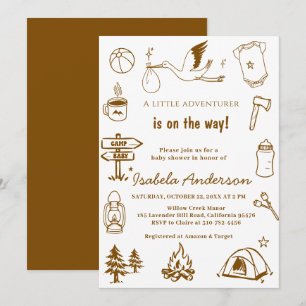 Abenteuer Little Camper Doodle Junge Baby-Party Einladung