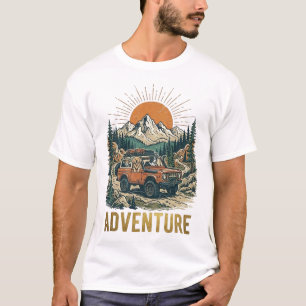 Abenteuer-LKW im Retro-Gebirgsdesign für Hunde-Lie T-Shirt