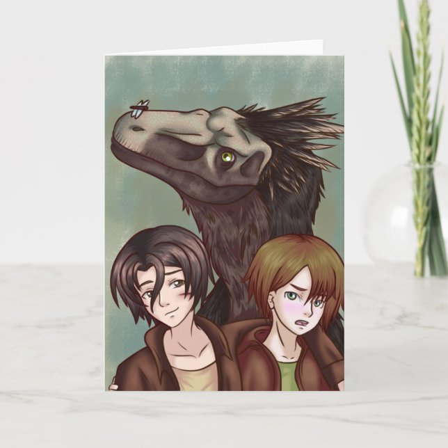 Abenteuer mit einem Dinosaurier Karte (Vorderseite)