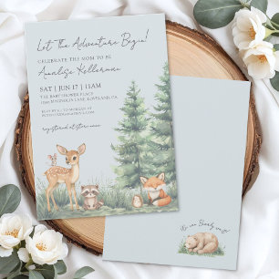Abenteuer mit Waldtieren für Baby Shower beginnt Einladung
