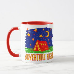 Abenteuer-Nacht-Camping-Zelt-Kinderzeichnung Tasse