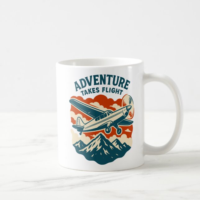 Abenteuer nimmt Flug Retro Air Reisen Kaffeetasse (Rechts)