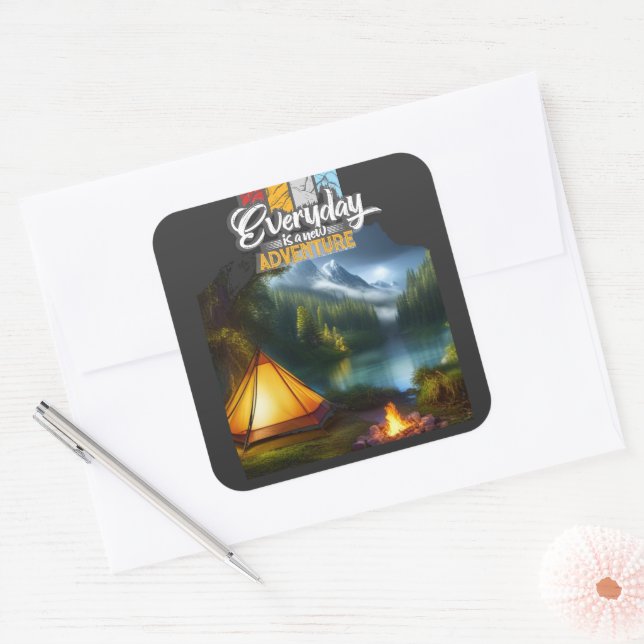 Abenteuer Quadratischer Aufkleber (Umschlag)