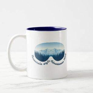 Abenteuer-Skibrille-Bergreflexion  Zweifarbige Tasse