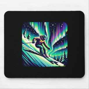 Abenteuer Skifahren unter Nordlicht Mousepad