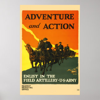 Abenteuer und Action - Einschreiben im Feld Poster