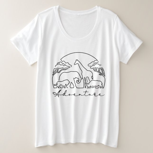 Abenteuer und Safari in Afrika Große Größe T-Shirt (Design vorne)