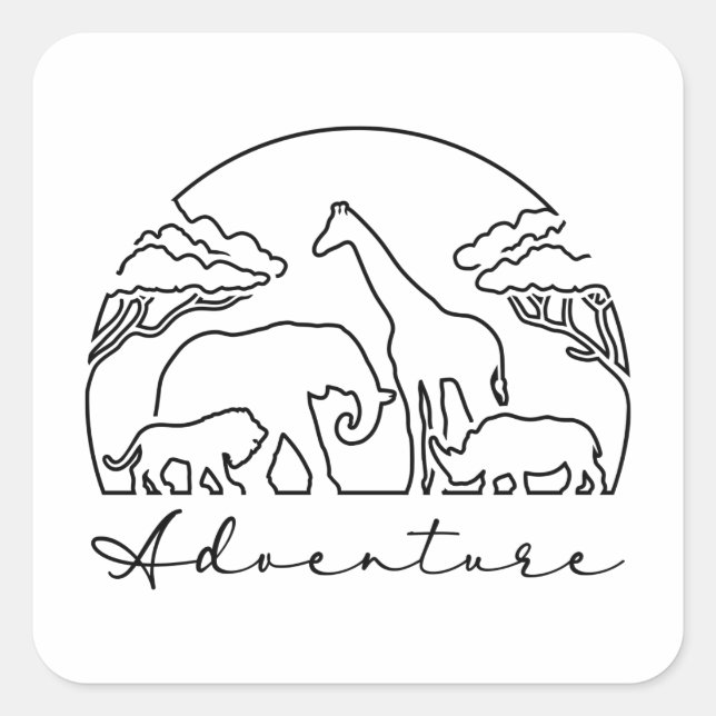 Abenteuer und Safari in Afrika Quadratischer Aufkleber (Vorderseite)