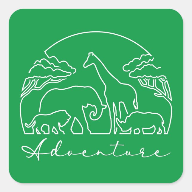 Abenteuer und Safari in Afrika Quadratischer Aufkleber (Vorderseite)