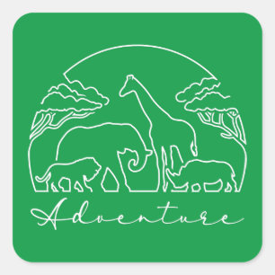 Abenteuer und Safari in Afrika Quadratischer Aufkleber
