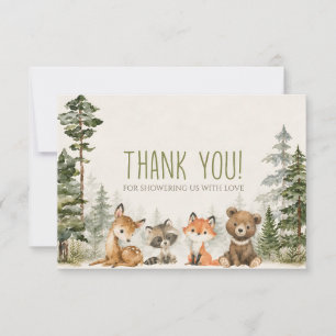 Abenteuer Wald Camping Tiere Baby Shower Dankeskarte