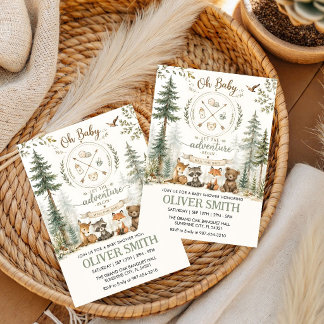 Abenteuer Wald Camping Tiere Baby Shower  Einladung