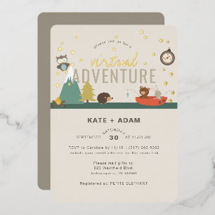 Abenteuer Wald Neutrale Virtuelle Babyparty Folieneinladung