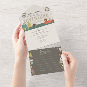 Abenteuer Wald & Rat Neutrale Babyparty  All In One Einladung