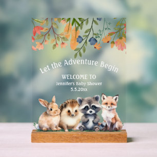 Abenteuer Waldtiere Baby Shower Begrüßung Acrylschild
